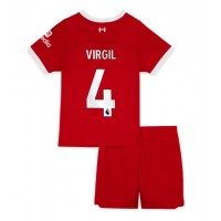 Liverpool Virgil van Dijk #4 Replika babykläder Hemmaställ Barn 2023-24 Kortärmad (+ korta byxor)